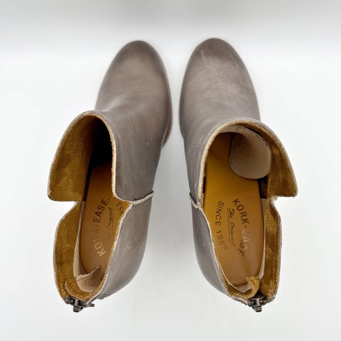 Kork-Ease Womens Chandra ll Heeled Bootie US 8.5 M EU 39 Grey Leather NIB