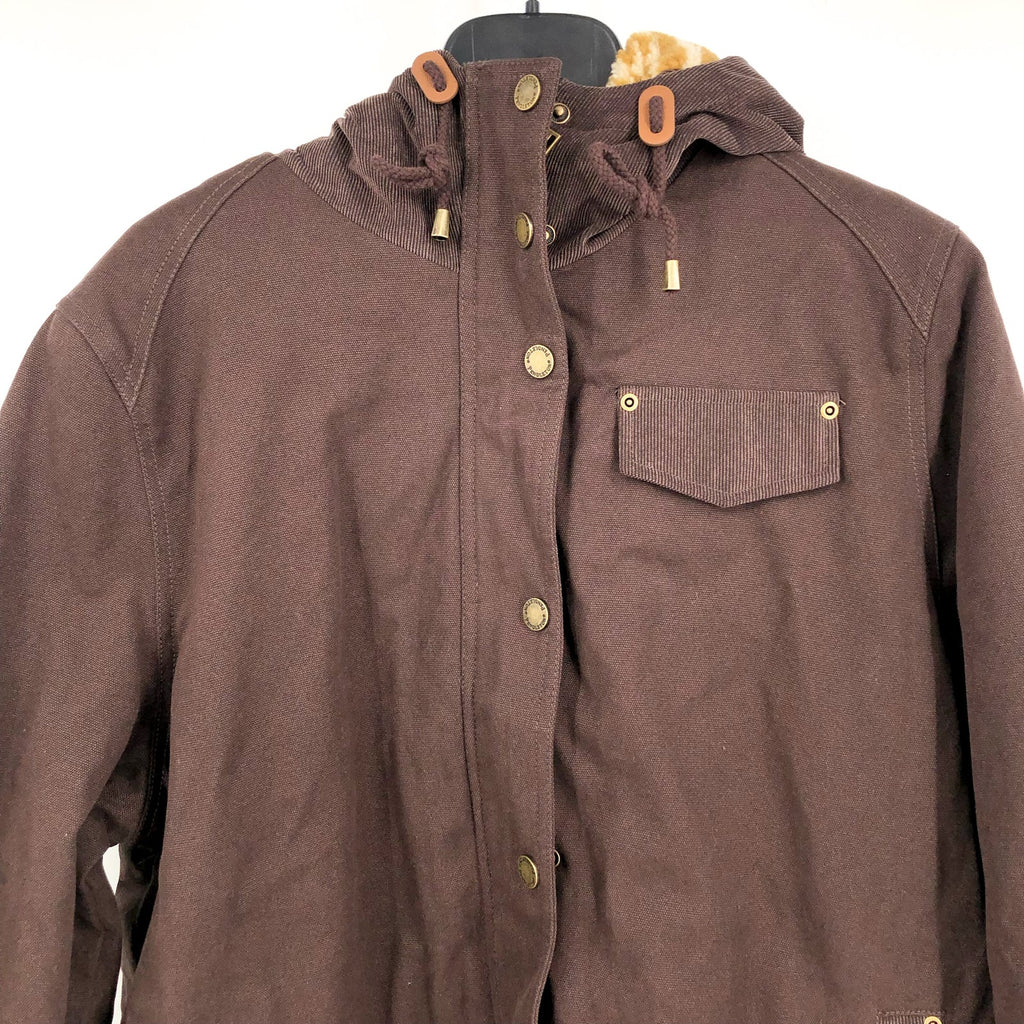 PENDLETON Womens Maria Canvas Corduroy Trim Parka XXL Coffee Brown Hooded NWT