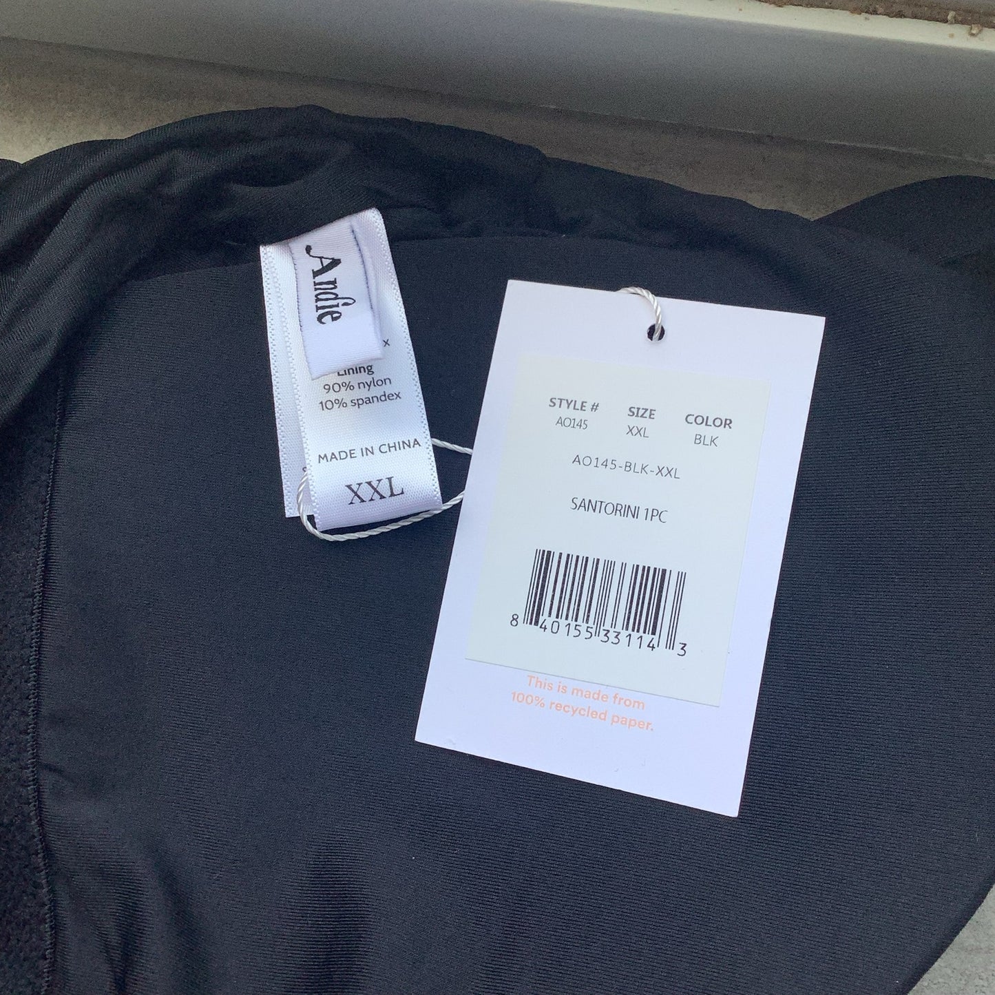 ANDIE SWIM Santorini One Piece Swimsuit Black XXL US 18