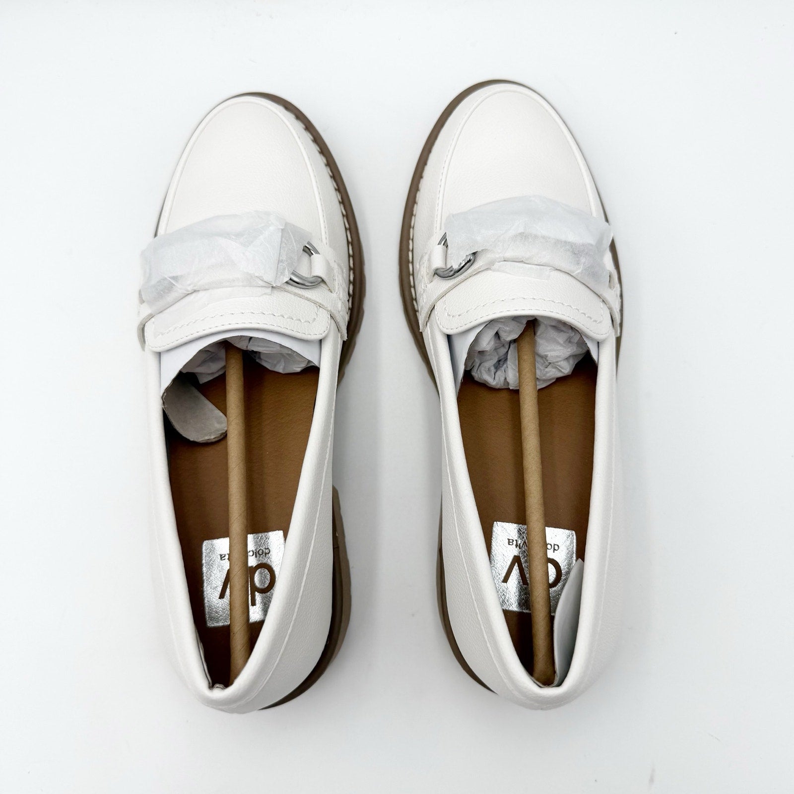 DV by Dolce Vita Womens Chressly Loafers Size 6.5 White Vegan Leather NWOB