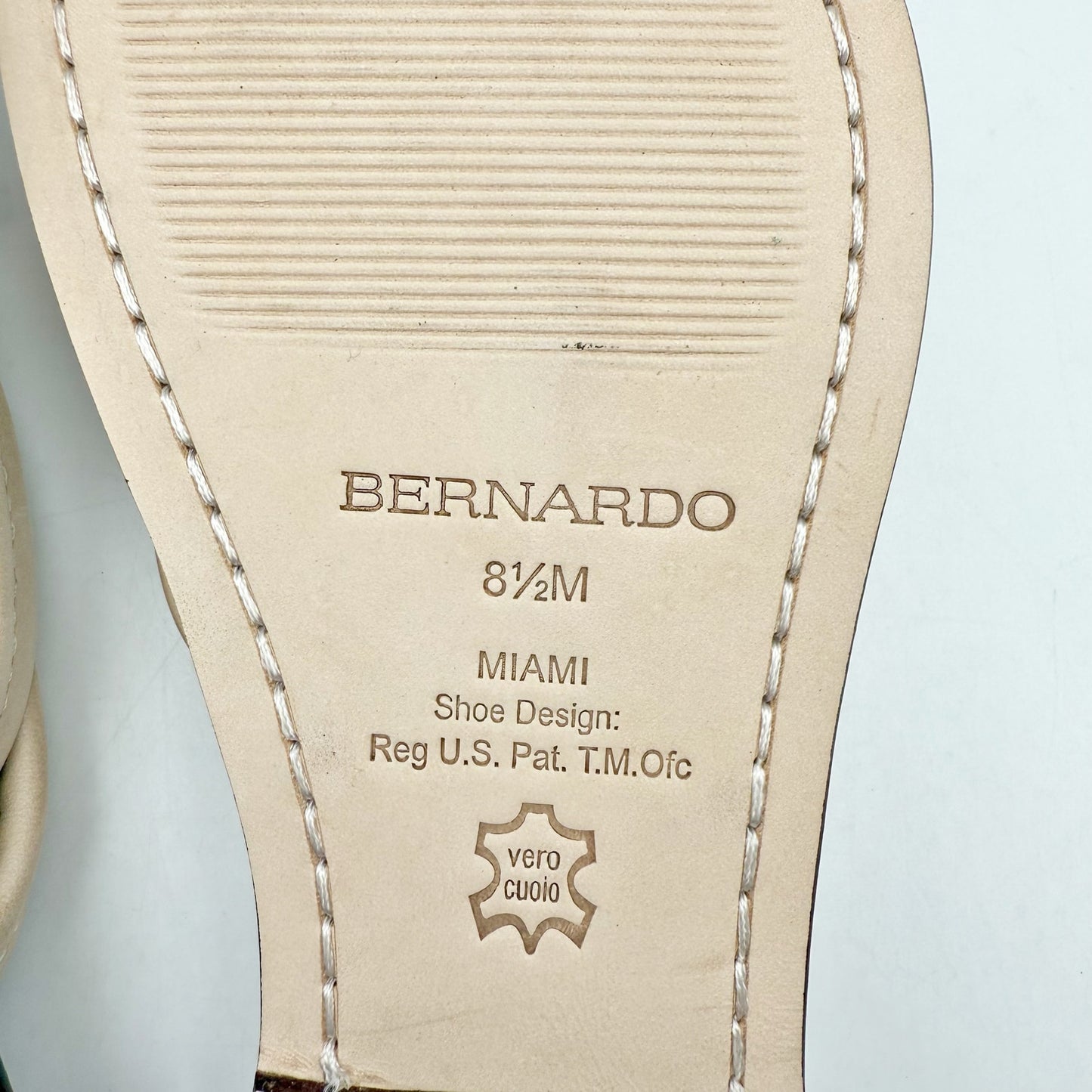 Bernardo Womens Miami Sandals US 8.5 M EU 39 Beige Tan Leather NIB