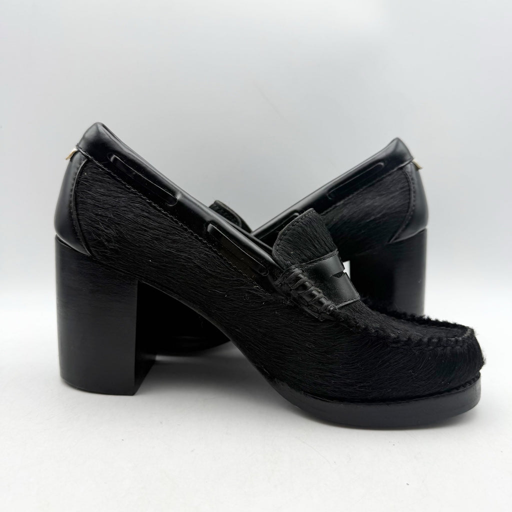 RE/DONE + Weejuns Womens Heeled Loafers US 7 M Black Calf Hair Leather NWOB