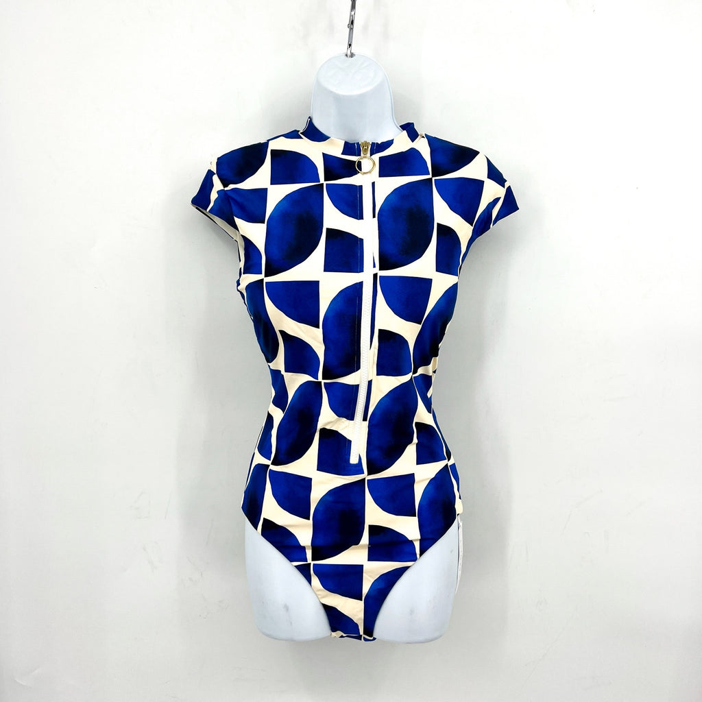 SEAFOLLY Womens Sunray Zip Front One Piece Swimsuit Size 10 Blue Ultramarine NWT