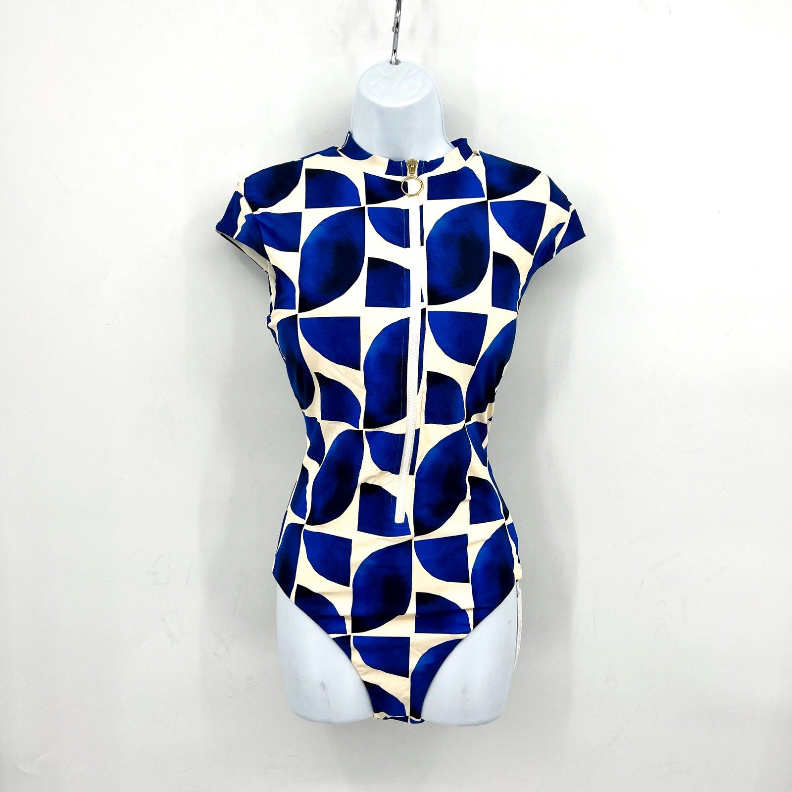 SEAFOLLY Womens Sunray Zip Front One Piece Swimsuit Size 10 Blue Ultramarine NWT