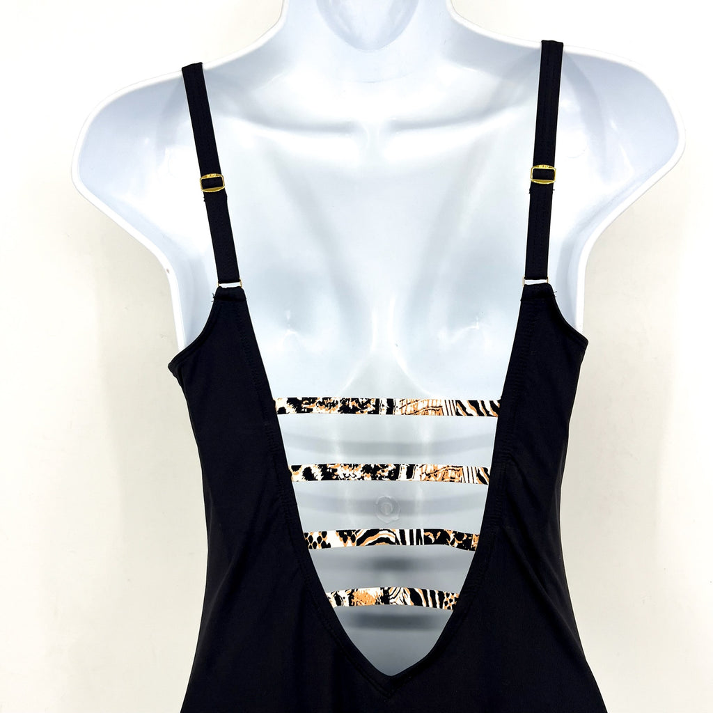 BLEU ROD BEATTIE Walk on the Wild Side One-Piece Swimsuit Size 6 Black NWT