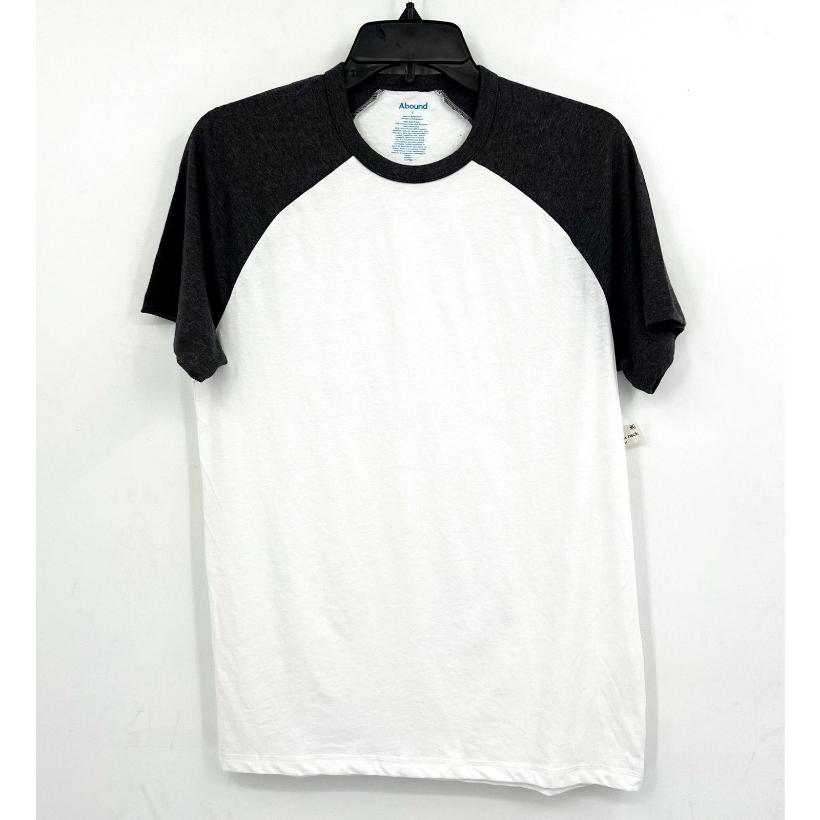 ABOUND Men's Raglan Baseball T-shirt Small White Grey Crewneck Short Sleeve NWOT