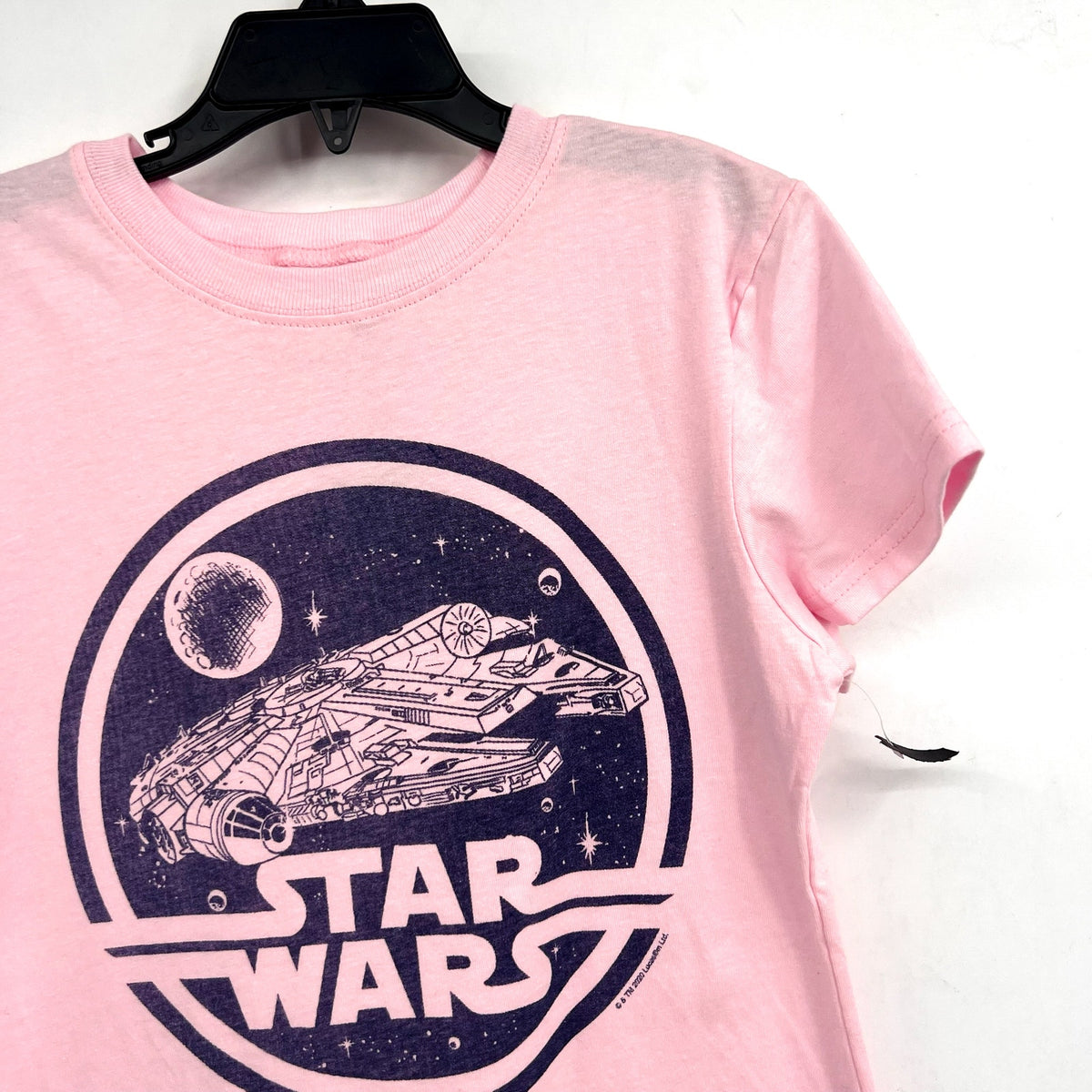 JUNK FOOD Girls Star Wars Millennium Falcon Graphic T-Shirt 7/8 Small Pink NWOT