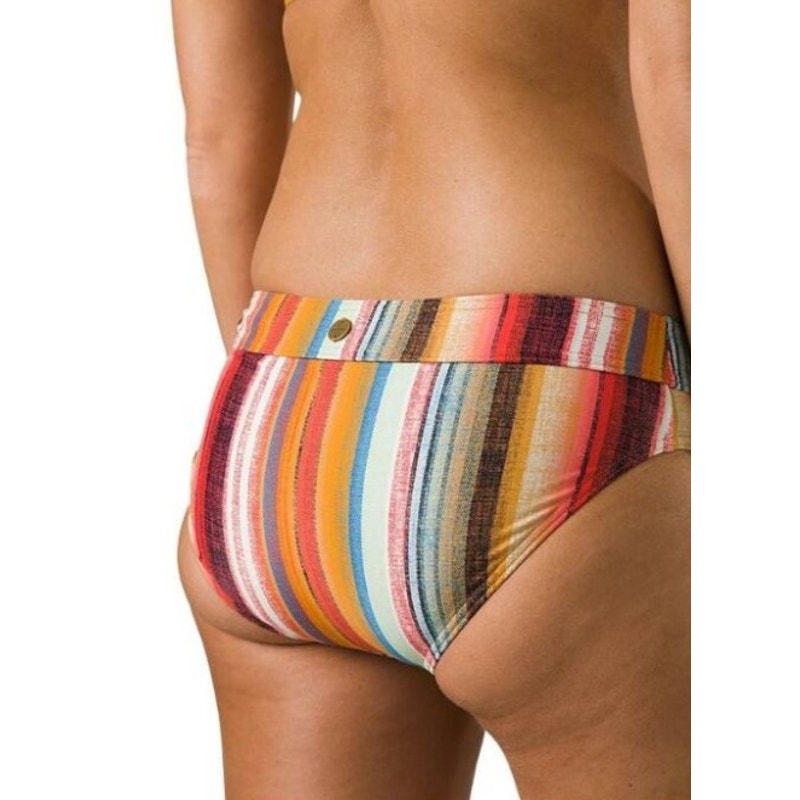 PRANA Women's Ramba Bikini Bottom Large Multi Baja Stripe Mid Rise Banded NWT