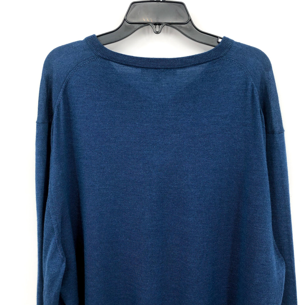 JACK VICTOR Men's Ramezay Woo V-Neck Sweater XL Blue Silk Cashmere
