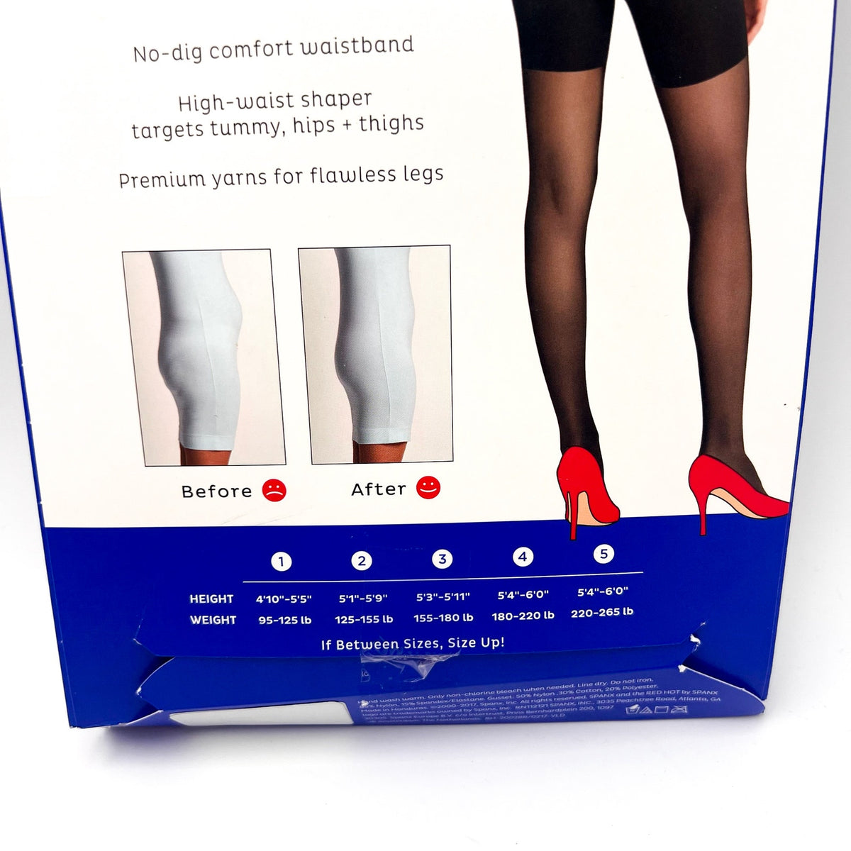 RED HOT BY SPANX High Waist Mid-Thigh Sheer Pantyhose Size 1 Very Black NWT