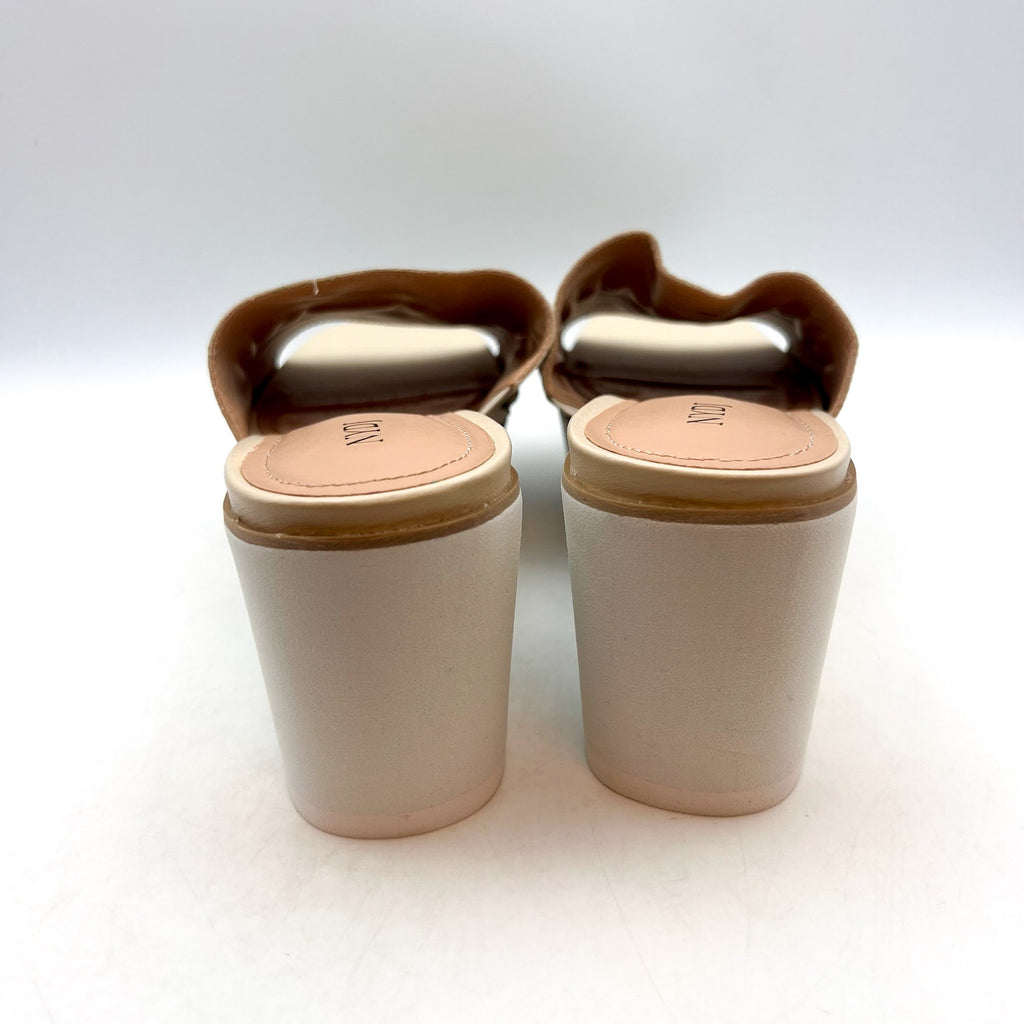 NYDJ Women's Rory Wedge Sandals Size 10M White Beige Leather Slip On NWOB