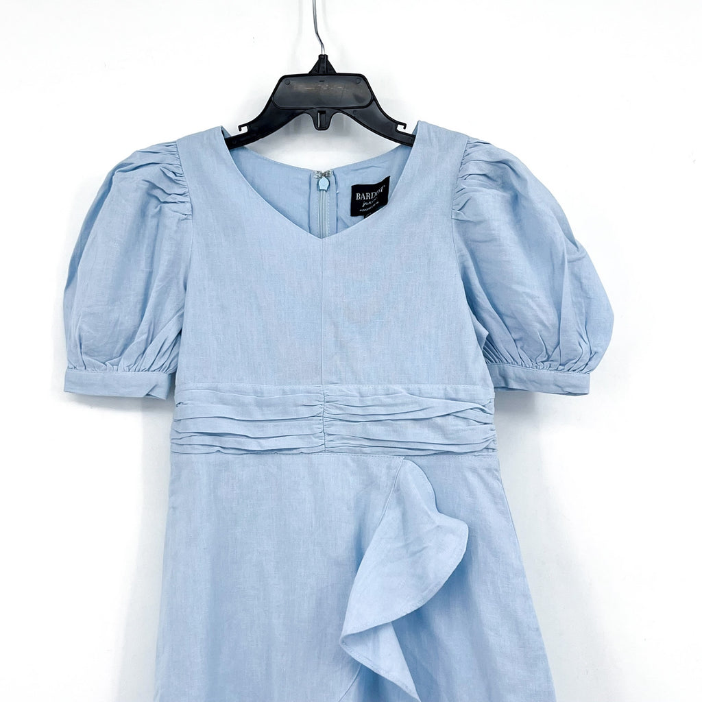 BARDOT JUNIOR Girl's Sky Mini Dress Size 6 Sky Blue Short Cotton Flax NWT