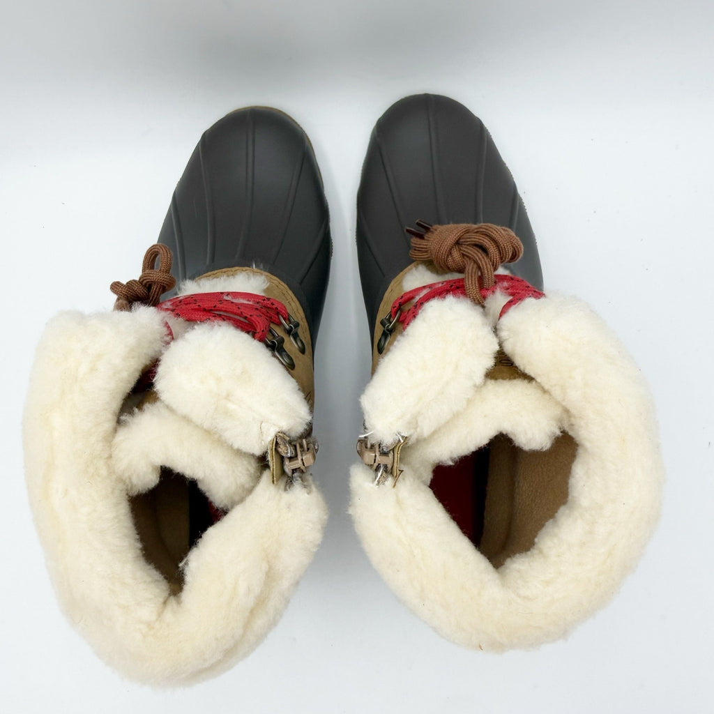 Sperry Kids Alpine Saltwater Winter Boots Size 5 Tan Red Water Resistant NWOB