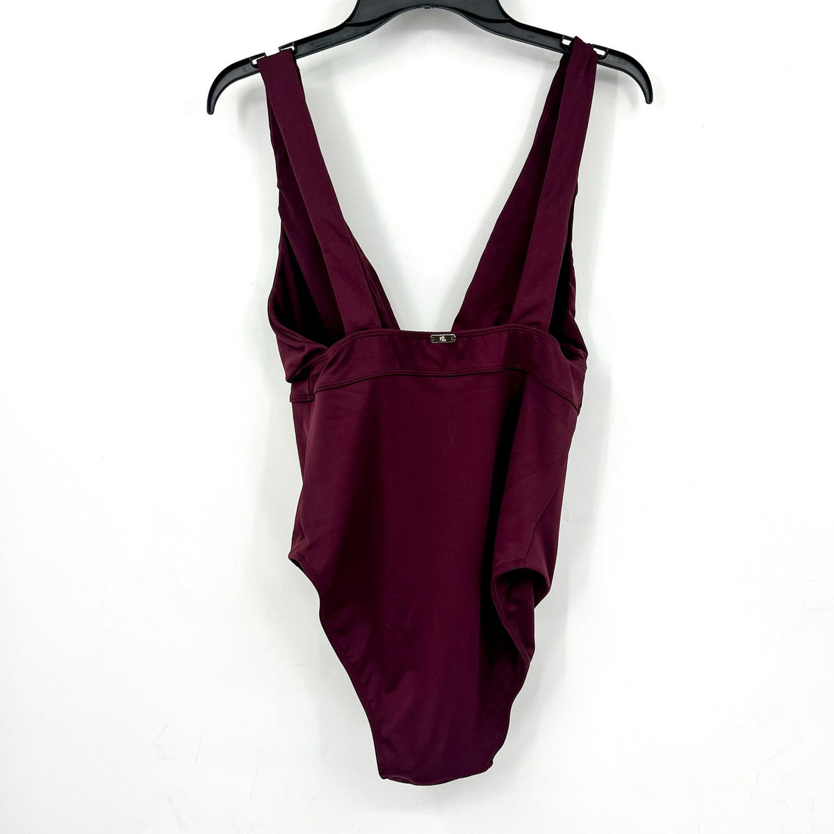 Lauren Ralph Lauren Sculpting V Neck One Piece Swimsuit 14 Claret Red NWT