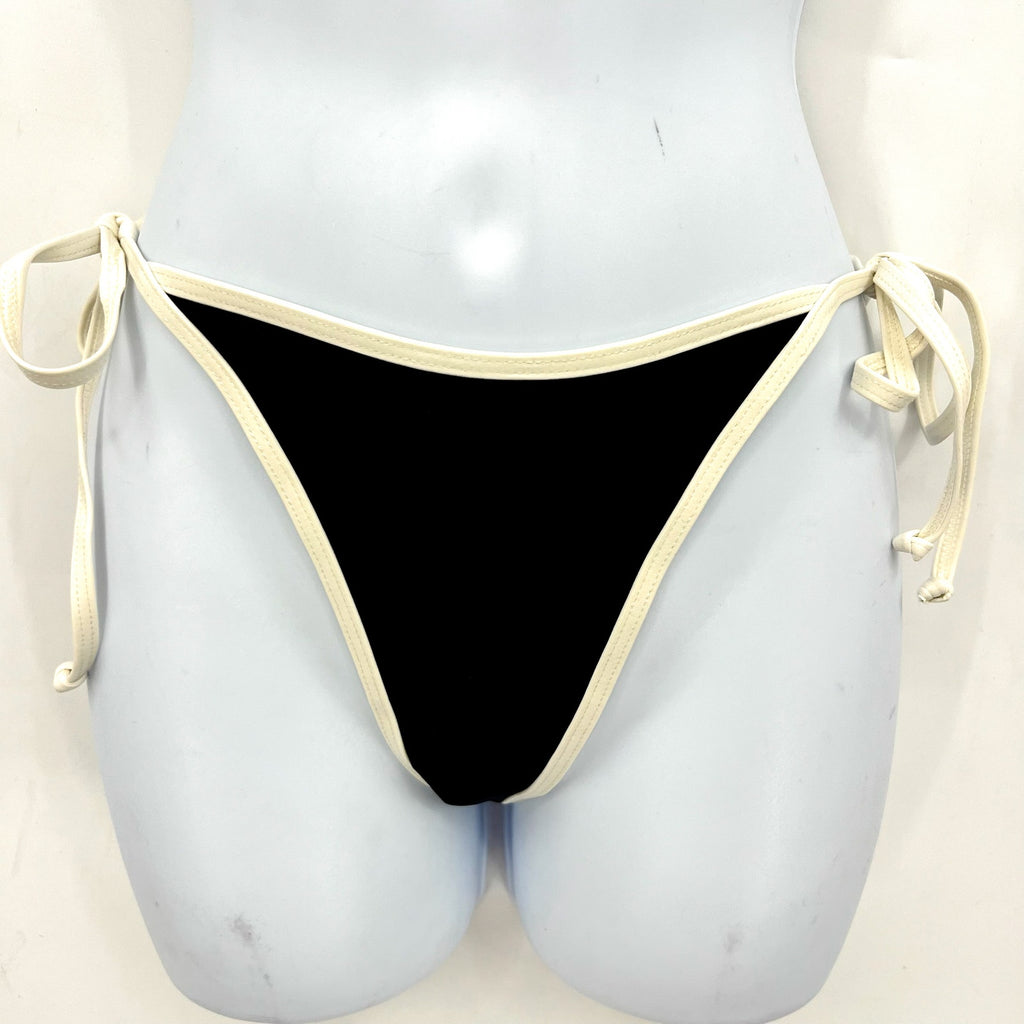 L*Space Women's Levy Classic Bikini Bottoms Small Black White Adjustable Tie NWT