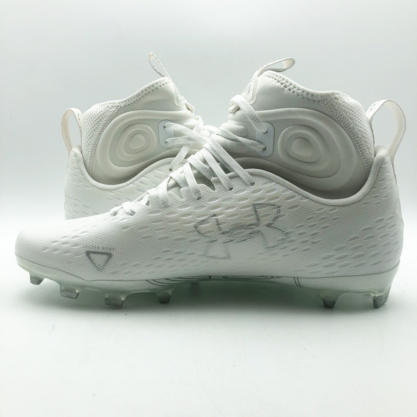 Under Armour Mens Spotlight Lux MC 2.0 Football Cleats Size 8 White Silver NWOB