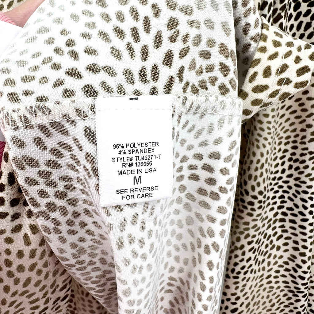 BEACON APPAREL Womens Leopard Print Top Medium Tan Long Sleeve NWOT