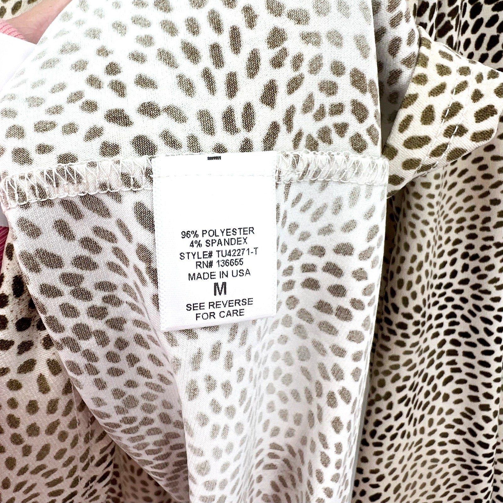 BEACON APPAREL Womens Leopard Print Top Medium Tan Long Sleeve NWOT