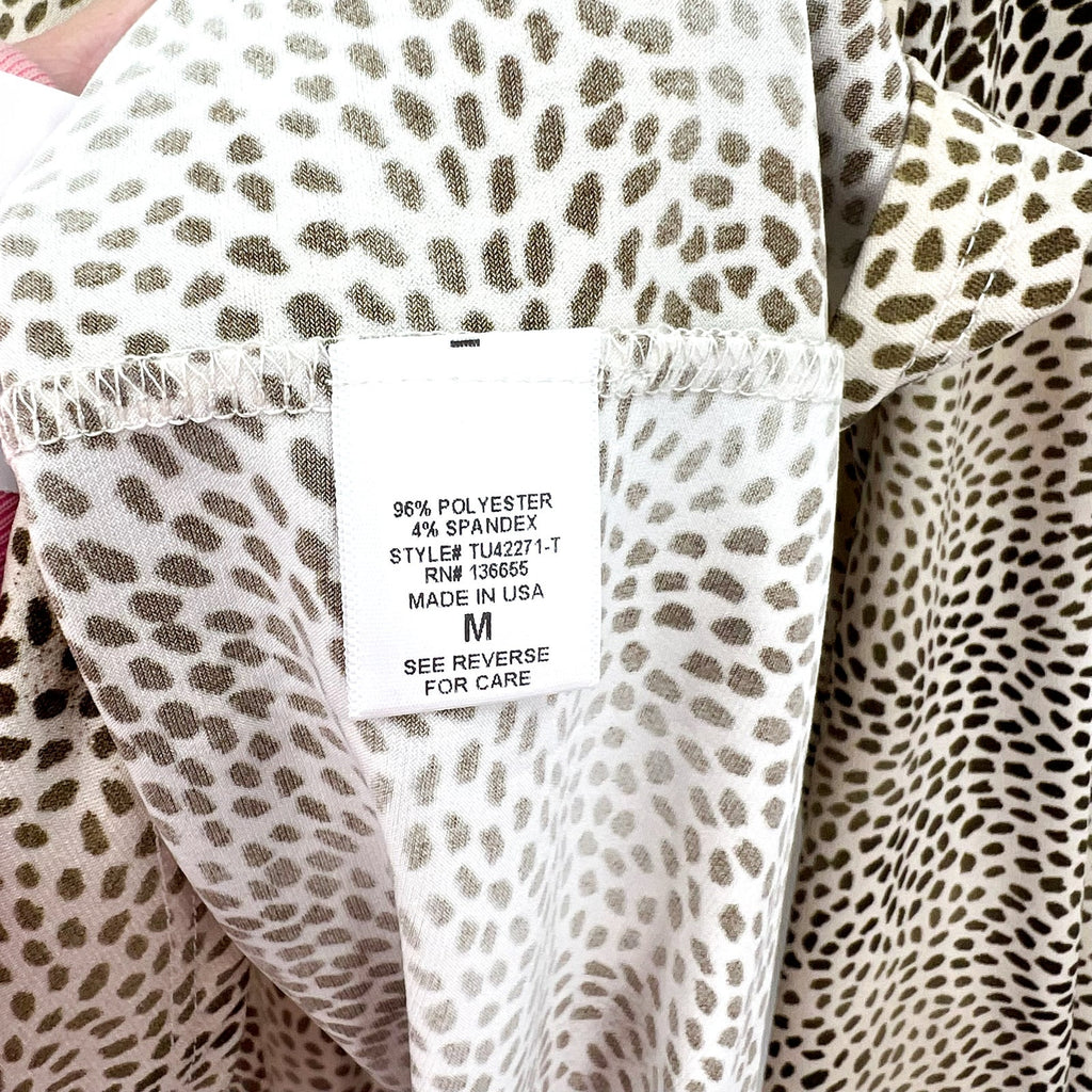 BEACON APPAREL Womens Leopard Print Top Medium Tan Long Sleeve NWOT
