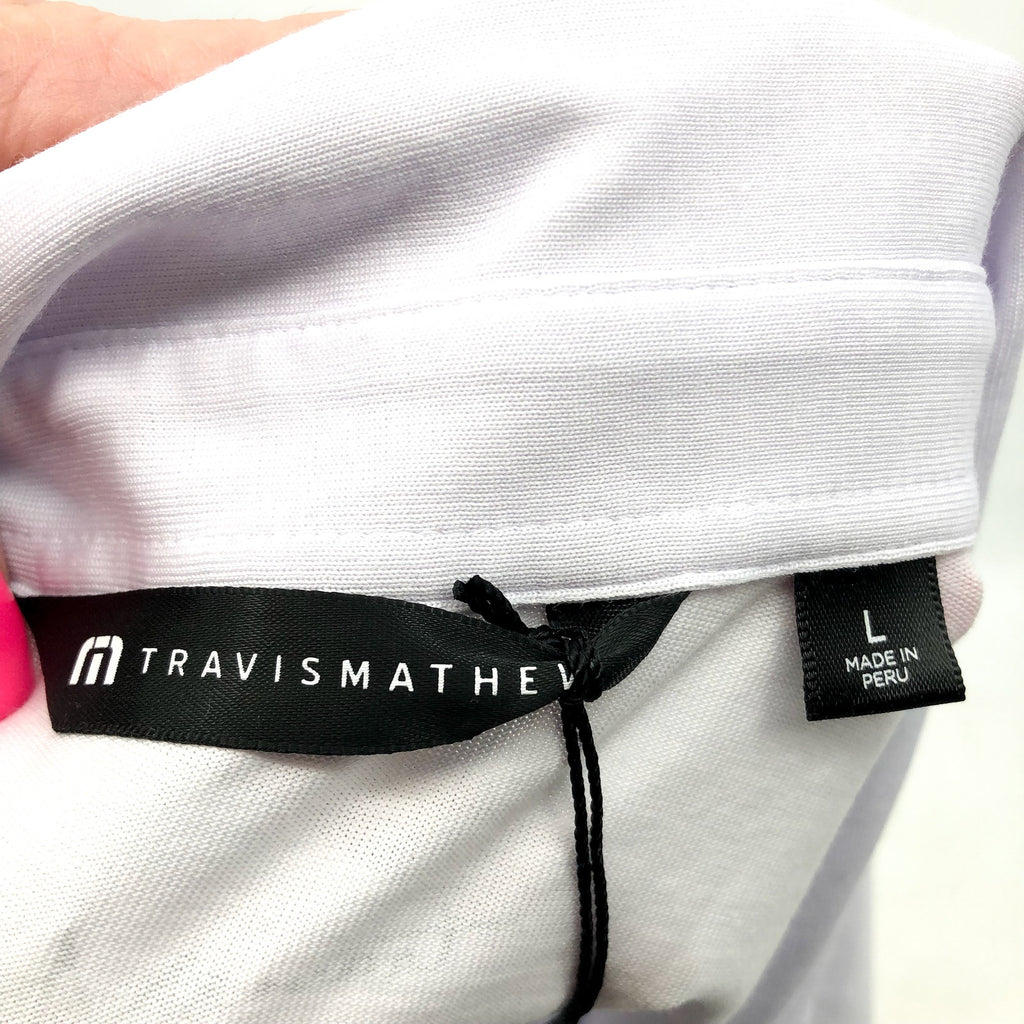TRAVIS MATHEW Men's The Zinna Polo Shirt Large White Short Sleeve NWT