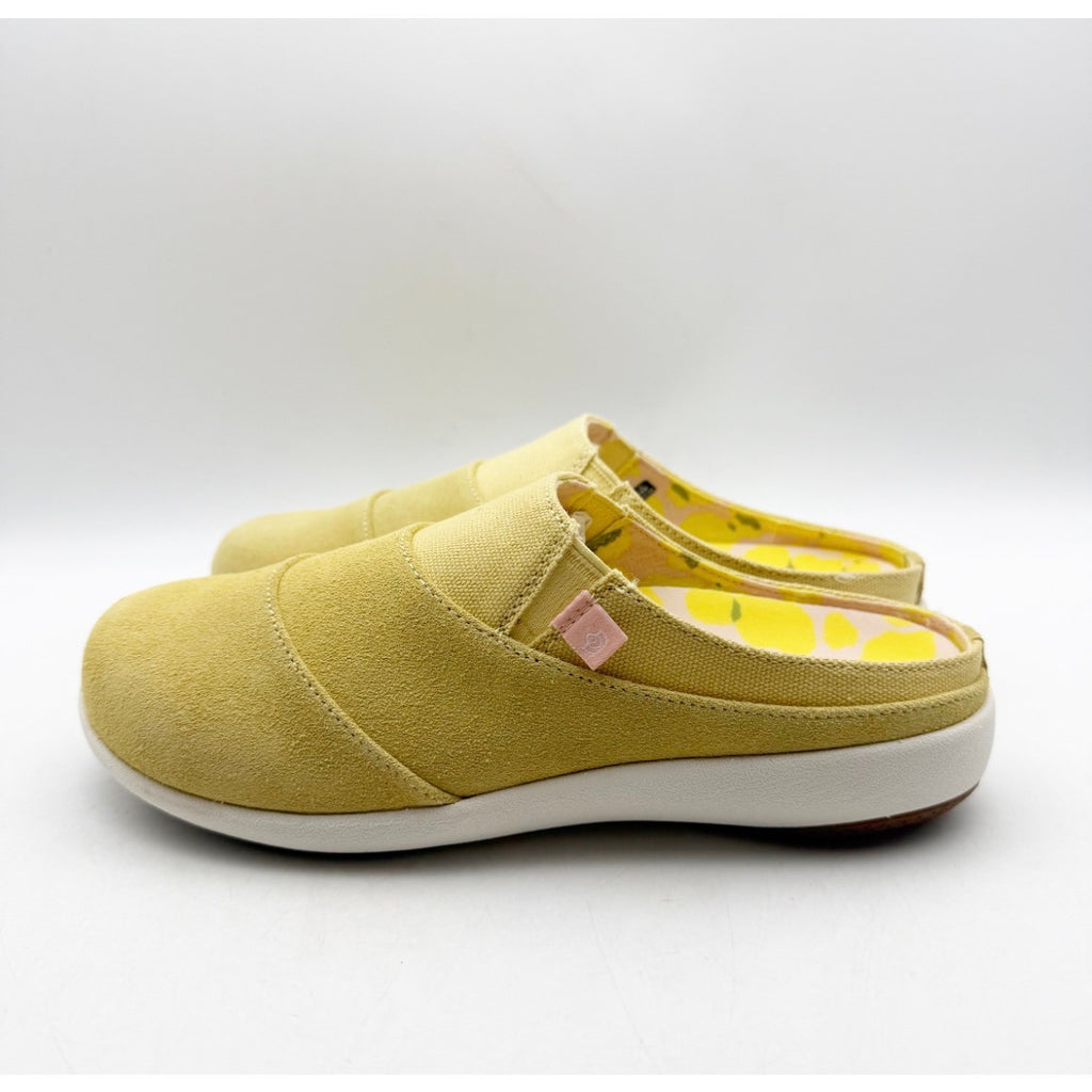 Spenco Women's Siesta Bokeh Layered Clogs 6 WIDE Sundress Yellow Slip-On NIB