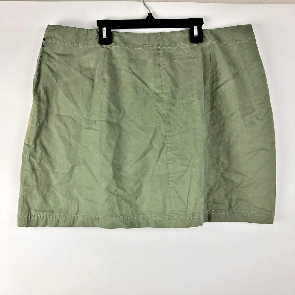 TREASURE & BOND Mini Skirt 2X Olive Green Pocket Block Button Up NWOT