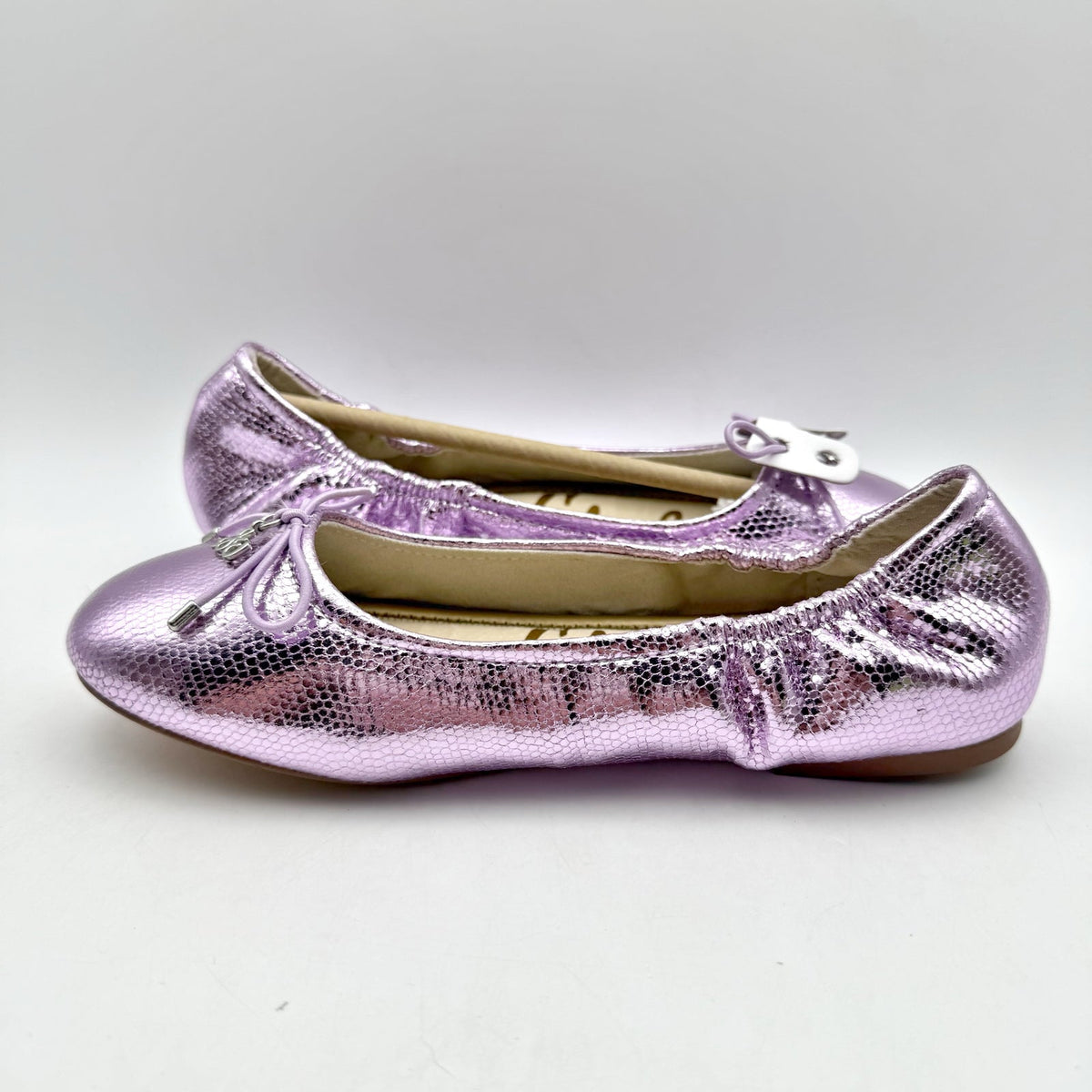 Sam Edelman Kids Felicia Ballet Flats Size 3 M EU 35 Lilac Metallic Leather NIB