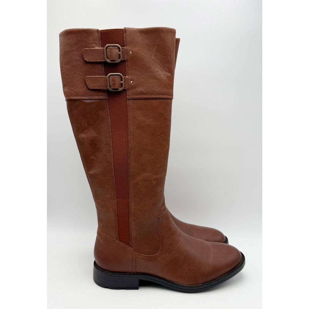 Clarks Womens Adalynn Hope Knee High Boots Size 8.5 M Tan Leather NIB