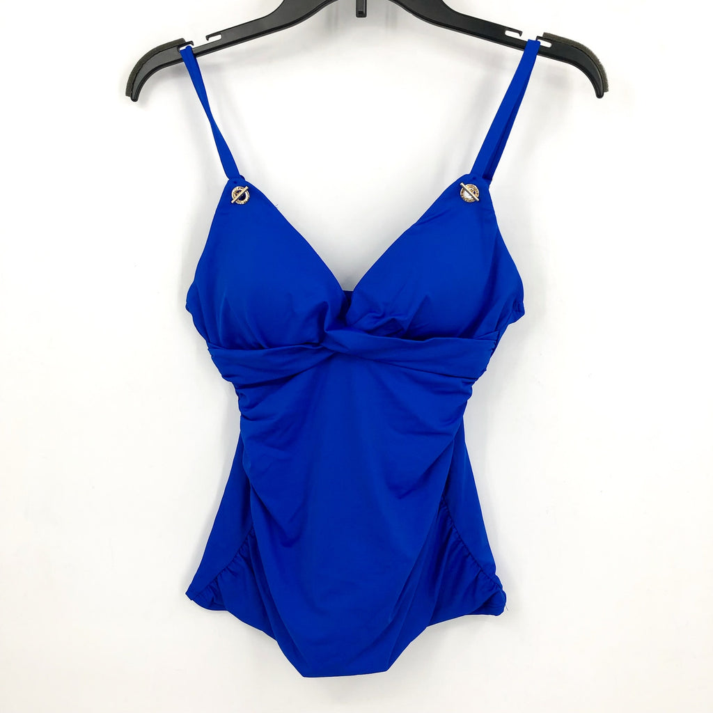 LAUREN RALPH LAUREN Womens Toggle Tankini Size 6 Blue Beach Club Solids Swim NWT