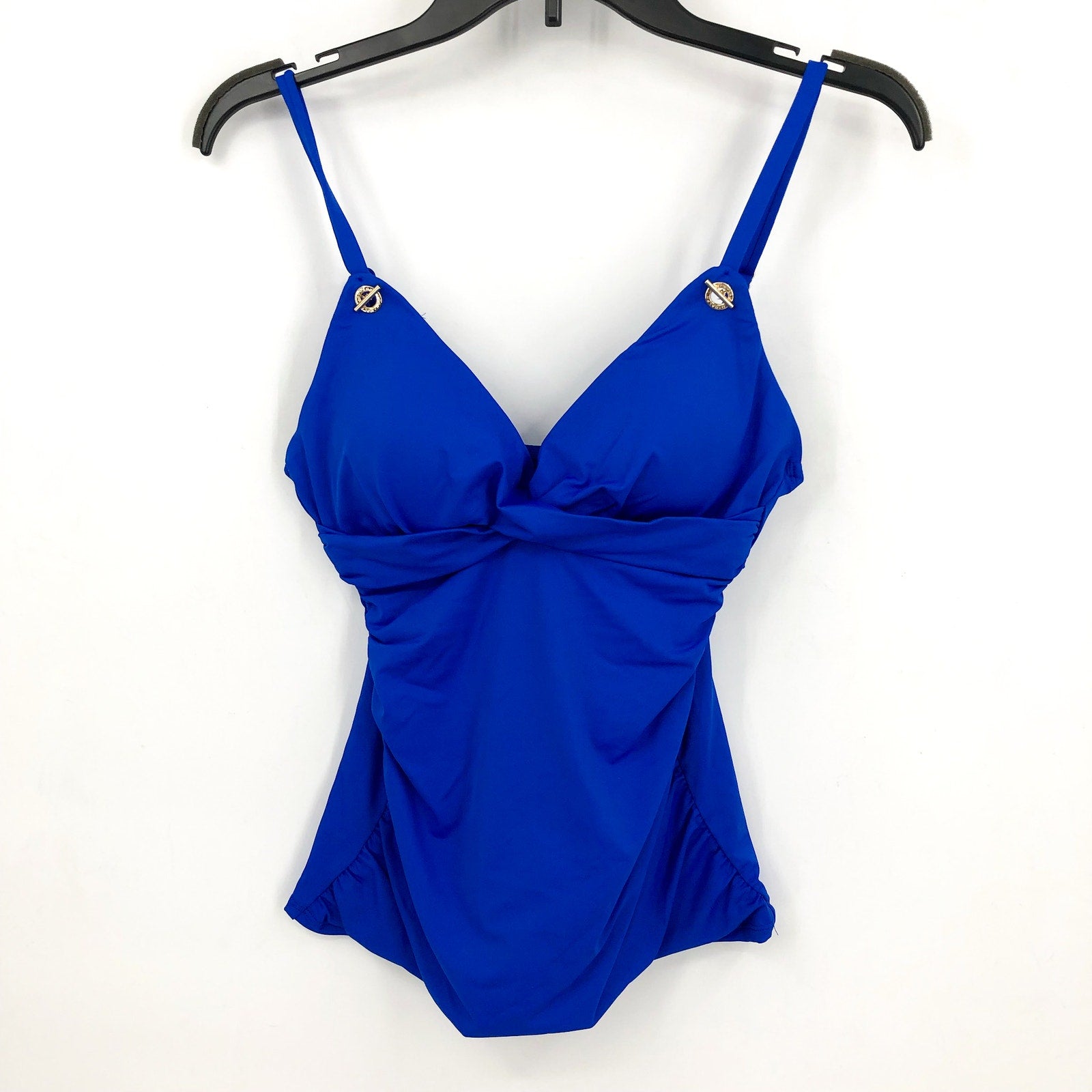 LAUREN RALPH LAUREN Womens Toggle Tankini Size 6 Blue Beach Club Solids Swim NWT