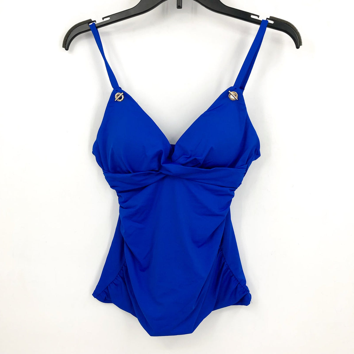 LAUREN RALPH LAUREN Womens Toggle Tankini Size 6 Blue Beach Club Solids Swim NWT