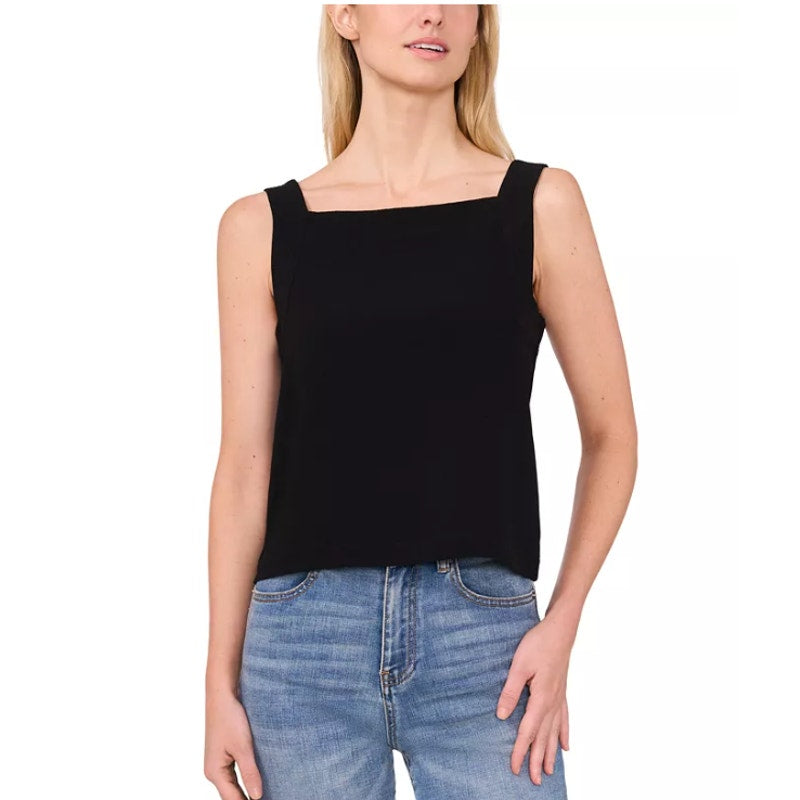 CECE Women's Square-Neck Tank Top Medium Rich Black Sleeveless NWT