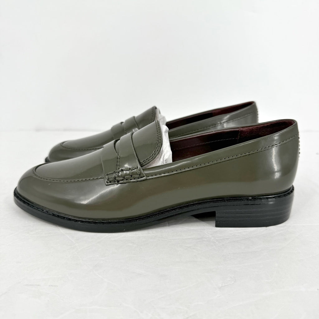 Franco Sarto Womens Alora Penny Loafers Size 6.5 M Green Vegan Patent NIB