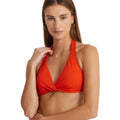LAUREN RALPH LAUREN Twist-Front Bikini Top Size 12 Red Orange Halter NWT