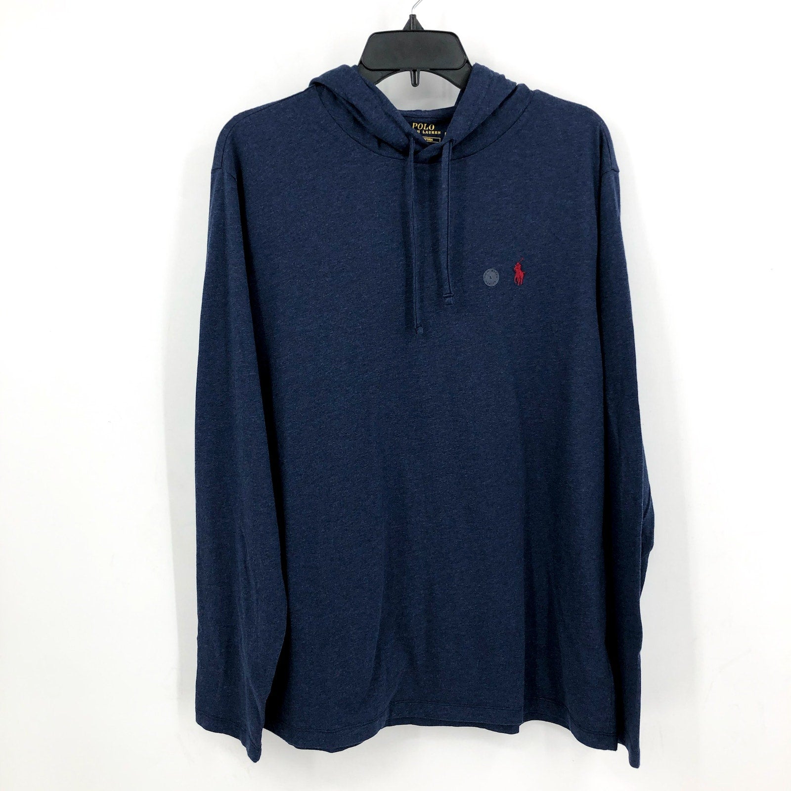 POLO RALPH LAUREN Mens Jersey Hoodie Tshirt Large Navy Blue Long Sleeve NWT