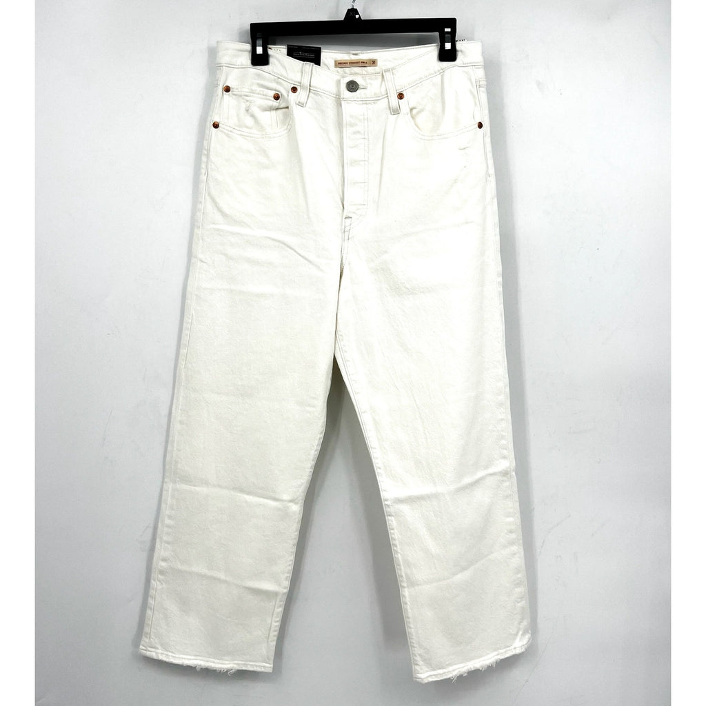 LEVI'S Womens Ribcage Straight Ankle Jeans 31X27 US 12 Cloud White 726930076 NWT