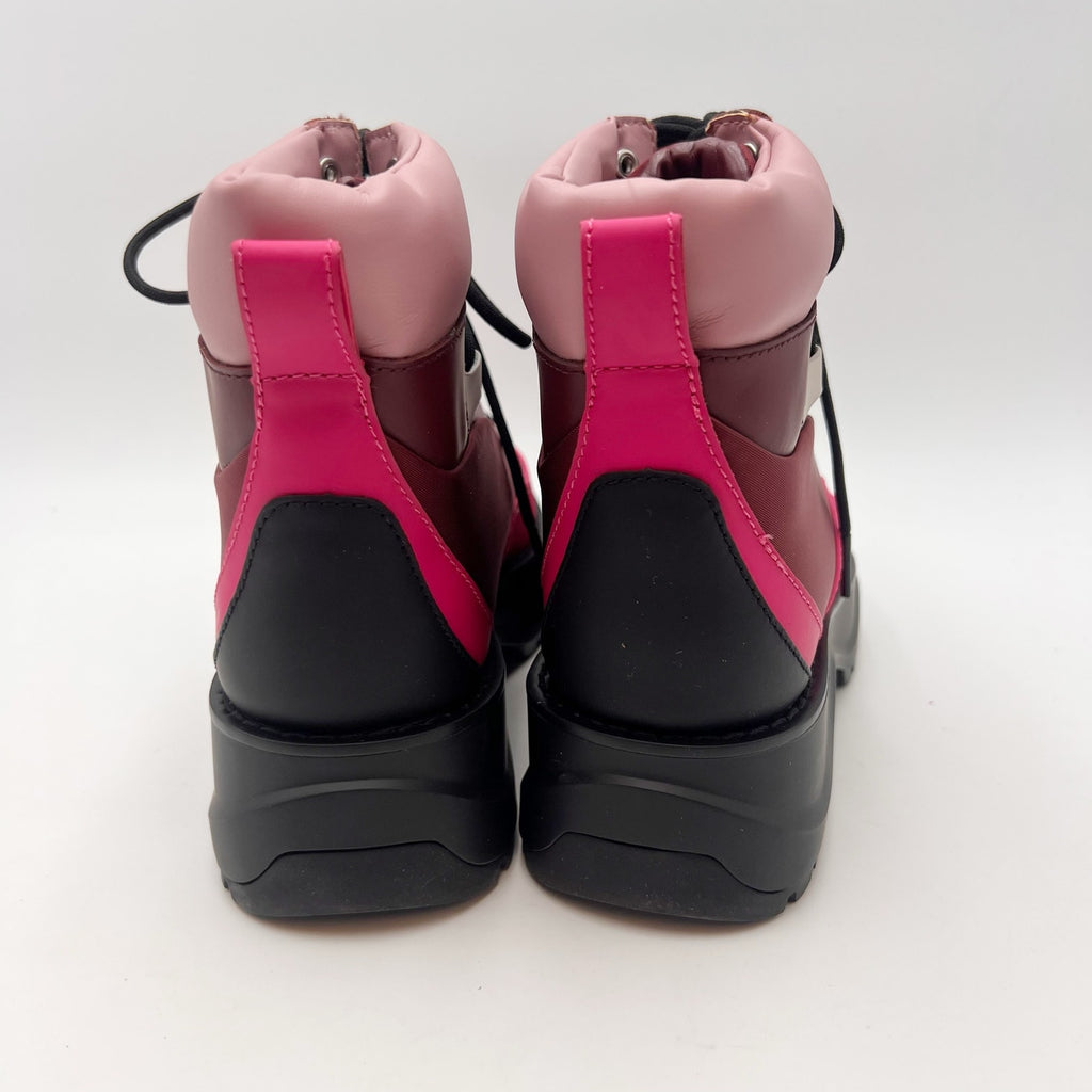 Micheal Kors Womens Dupree Hiker Booties Size 7 Pink Black Platform NWOB
