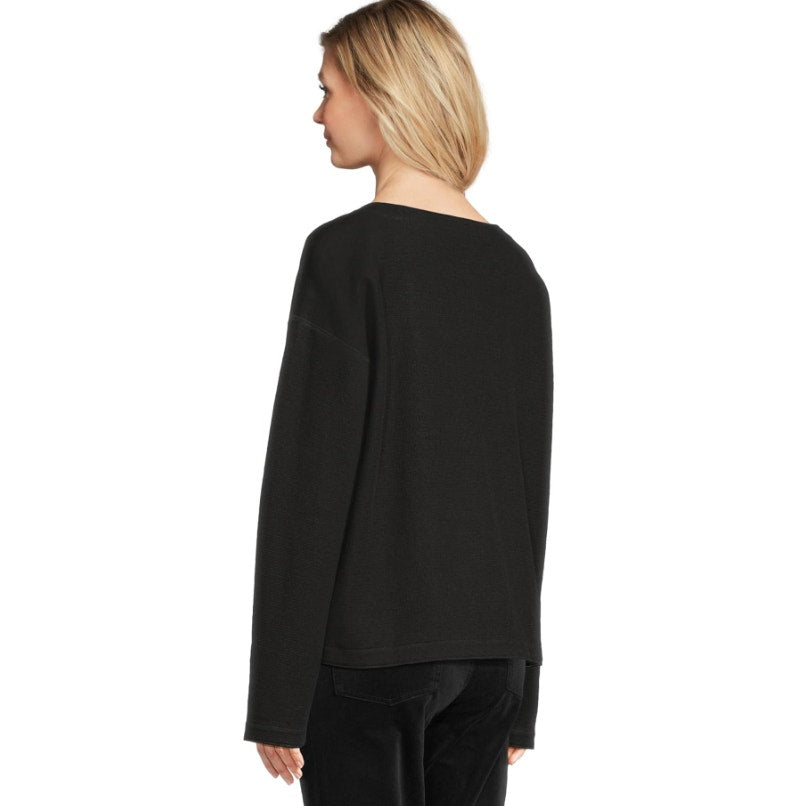EILEEN FISHER Women's Reversible Box Top Small Black Long Sleeve NWT