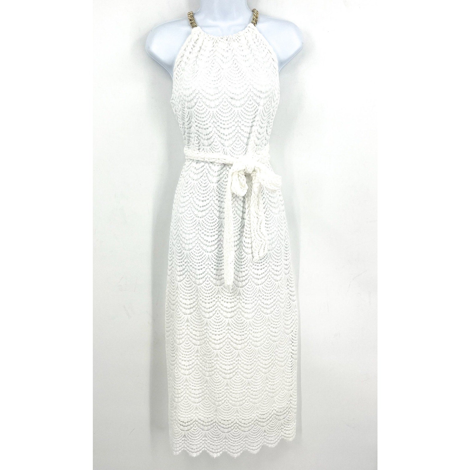 LILLY PULITZER Bingham Lace Midi Dress XS Resort White Scalloped Shell NWT