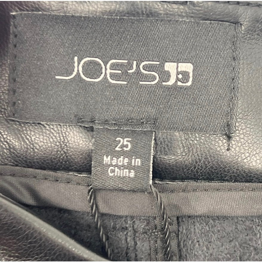 JOE'S JEANS Women's Mia Wide Leg Leather Pants Size 25 US 0 Black High Rise NWT