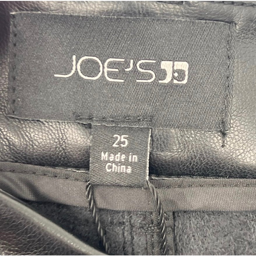JOE'S JEANS Women's Mia Wide Leg Leather Pants Size 25 US 0 Black High Rise NWT