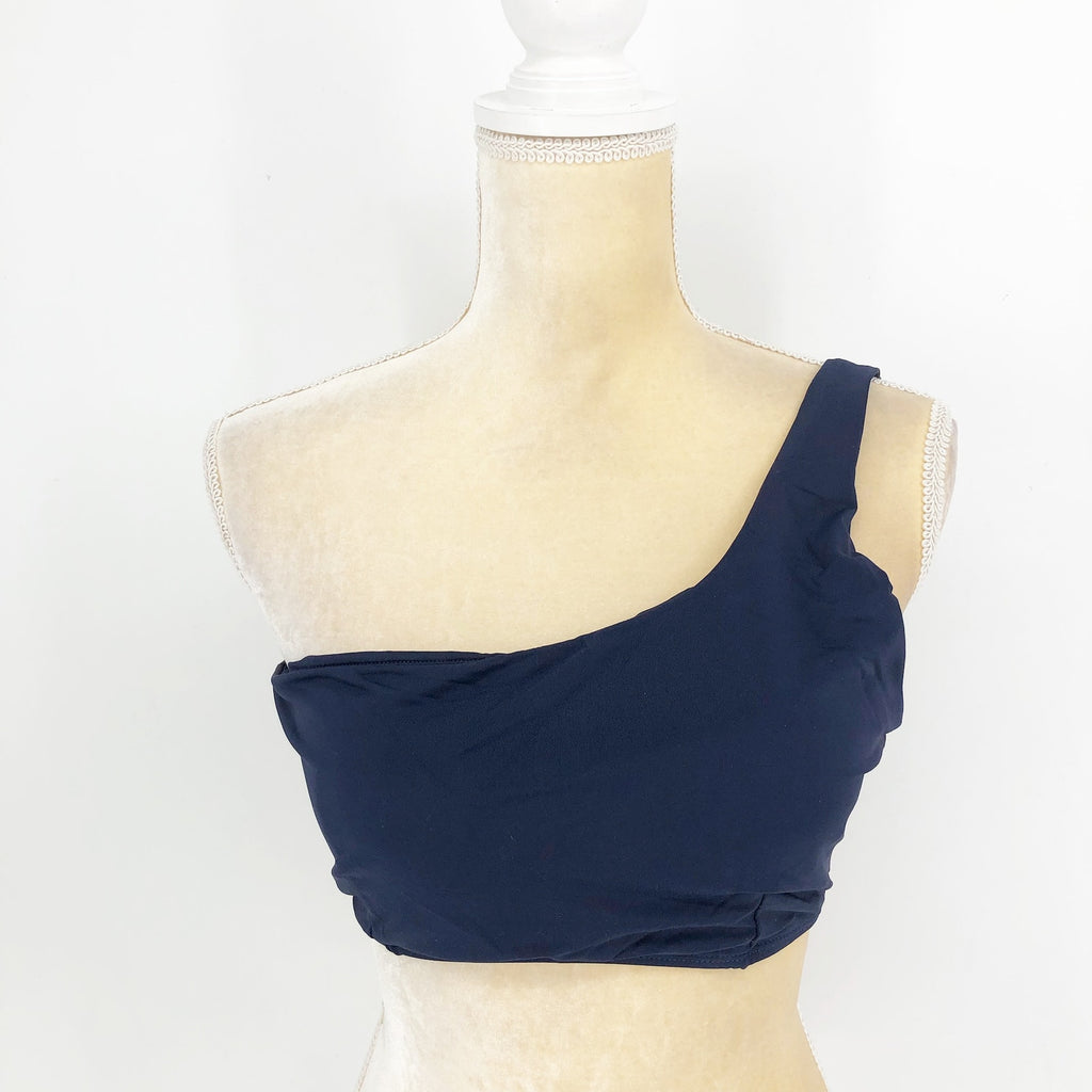 ANDIE SWIM The Wynwood Bikini Top XL Navy Blue One Shoulder NWT