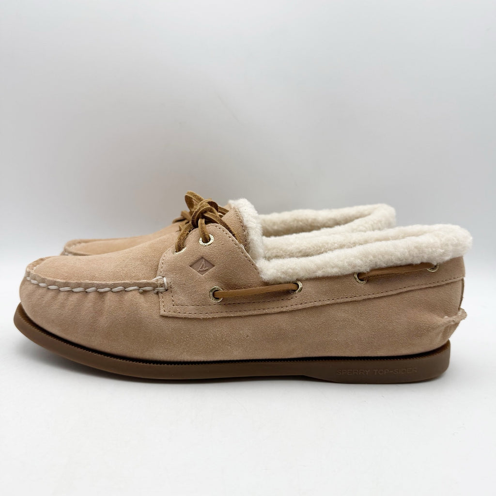 Sperry Womens Authentic Original 2 Eye Boat Shoes Size 7 EU 37.5 Tan Suede NIB