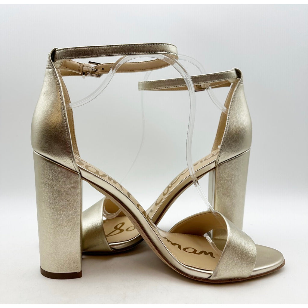 SAM EDELMAN Women's Yaro Dress Sandals Size 10.5 Gold Leather Blocked Heel NWOB
