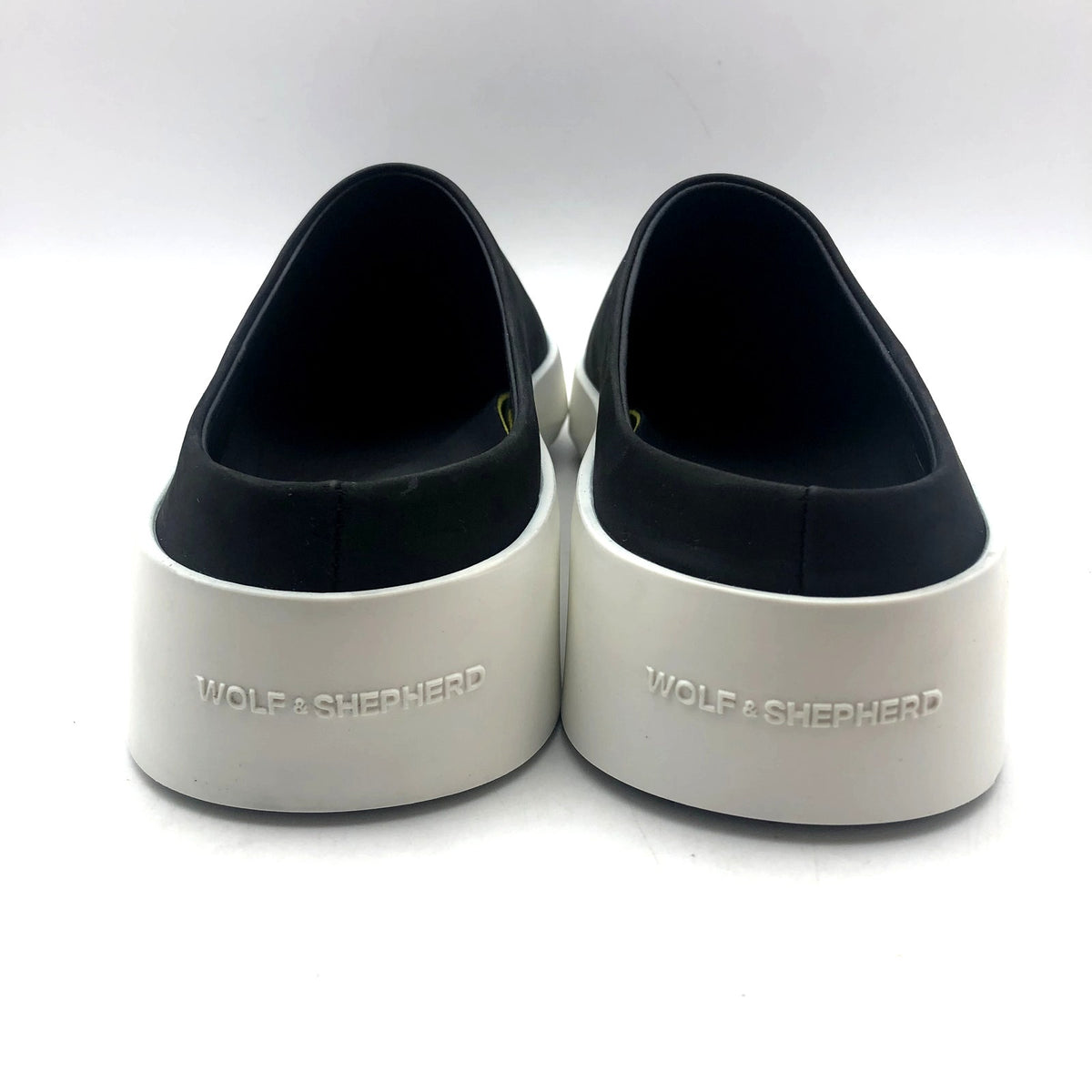 Wolf & Shepherd Cruise Mule Slip On Shoes Mens 7.5 Womens 9 Black Leather NIB