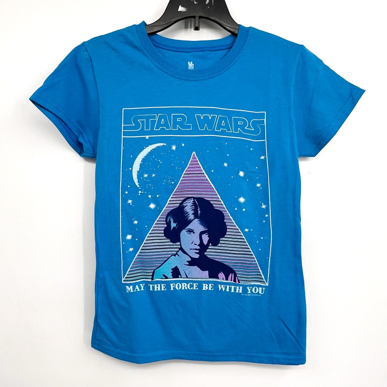 JUNK FOOD Girl's Star Wars Princess Leia T-Shirt Size 10/12 LARGE Blue NWT