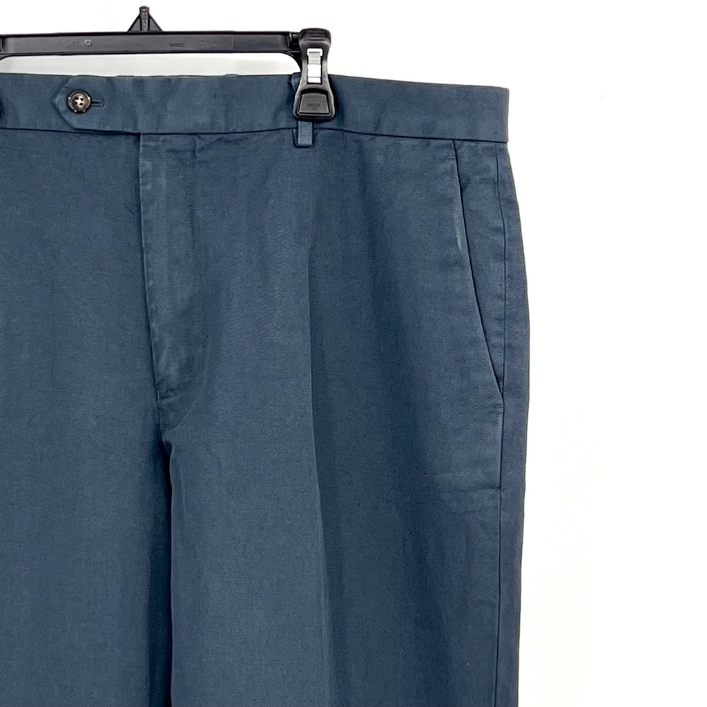 J.CREW Men's Chino Suit Pants 36x30 Blue Cotton-Linen Blend Slim Fit AX271 NWT