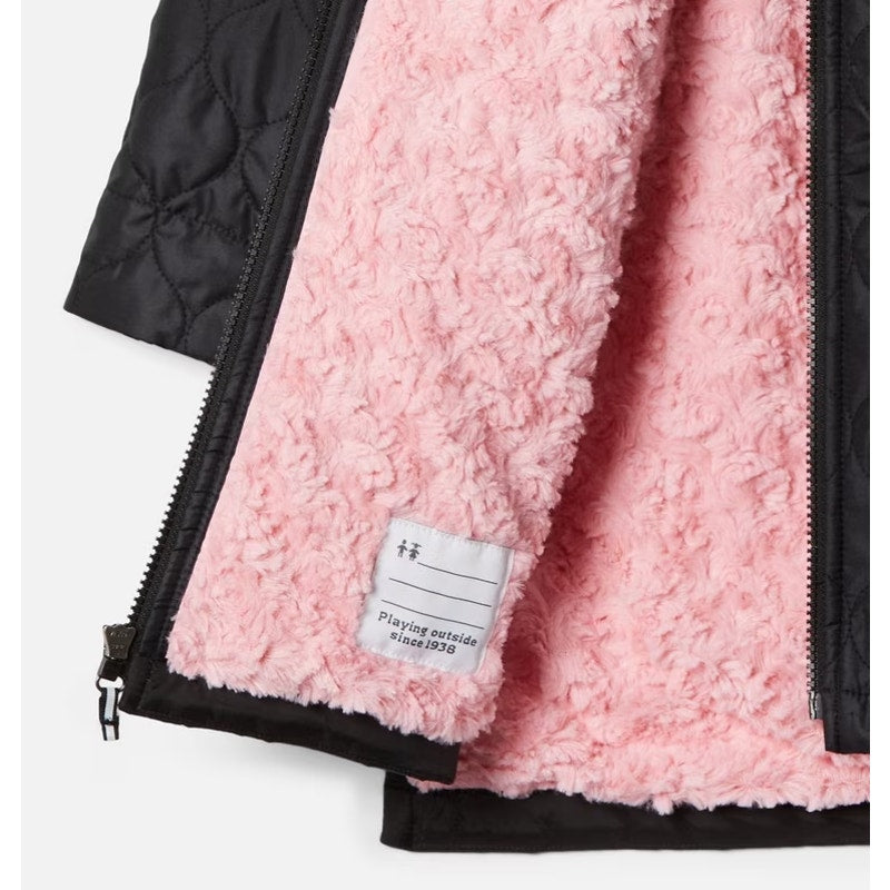 COLUMBIA Girl's Bella Plush Sherpa Quilted Jacket Medium 10-12 Black Pink NWT