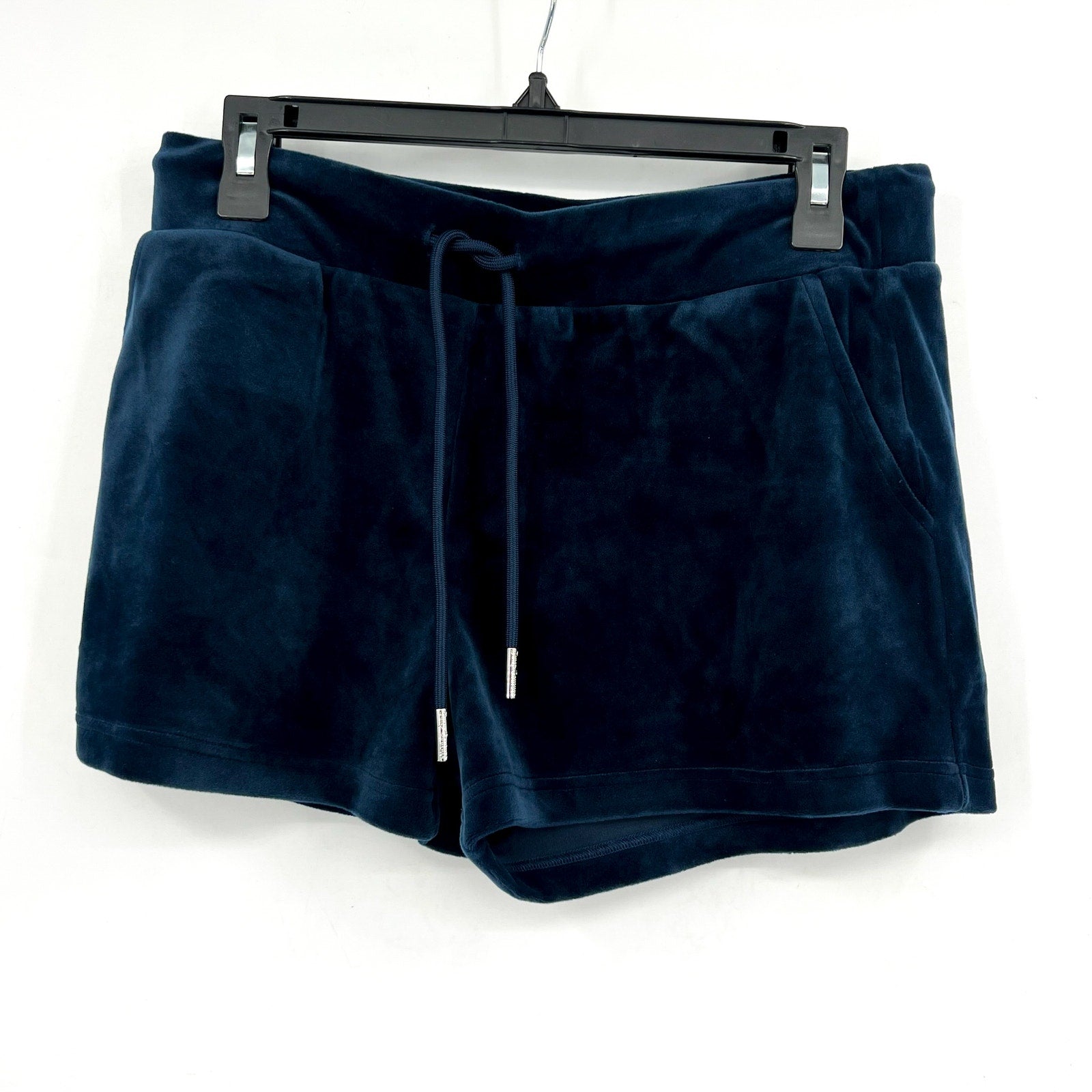 JUICY COUTURE Women's Big Bling Velour Track Shorts Medium Regal Blue NWT