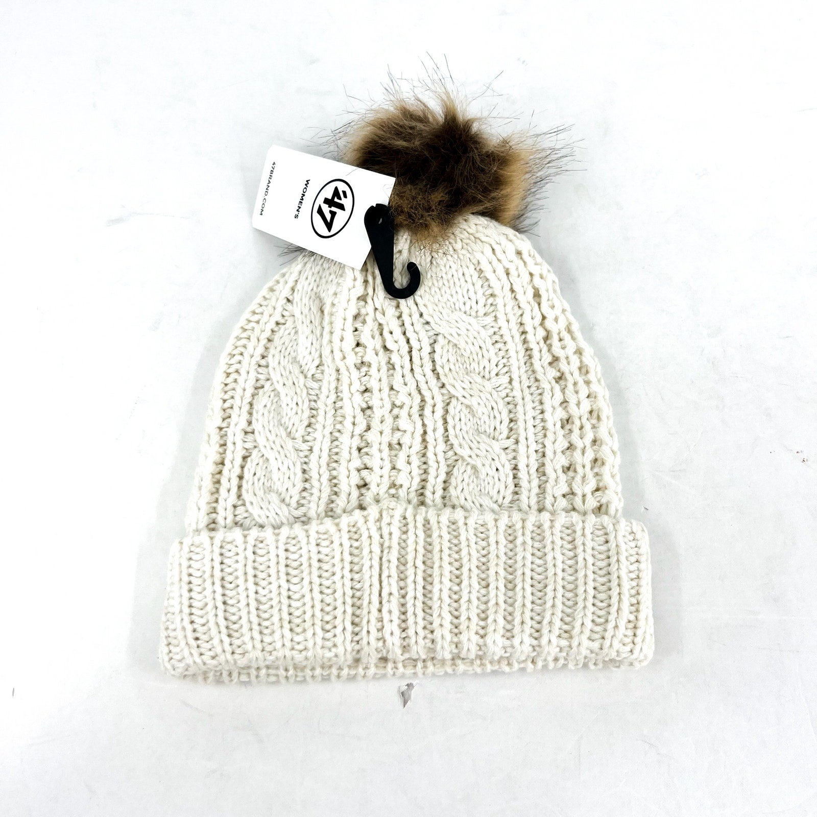 47 BRAND North Carolina Tar Heels Cuffed Knit Hat with Pom OS White NWT